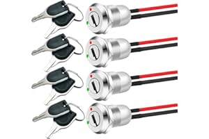 Gebildet Interruptor de Bloqueo de Llave de Metal 12mm Interruptor de Llave Precableado de Encendido/Apagado Interruptor de Llave de Enganche (Paquete de 4)