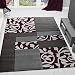 Produktbild VIMODA Moderner Wohnzimmer Teppich Design mit Blumenmuster Kariert, Konturenschnitt in Grau Lila - ÖKO Tex Zertifiziert, Maße:160 x 230 cm