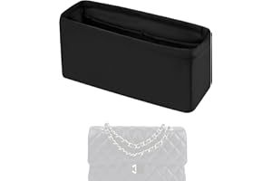 XYJG Jedwabny organizer do torebki, wkładka pasuje do Chanel CF Classic Flap Mini/S/M/Jumbo/Maxi, luksusowy organizer do torebki damskiej i modelujący torbę (CF Jumbo, czarny)