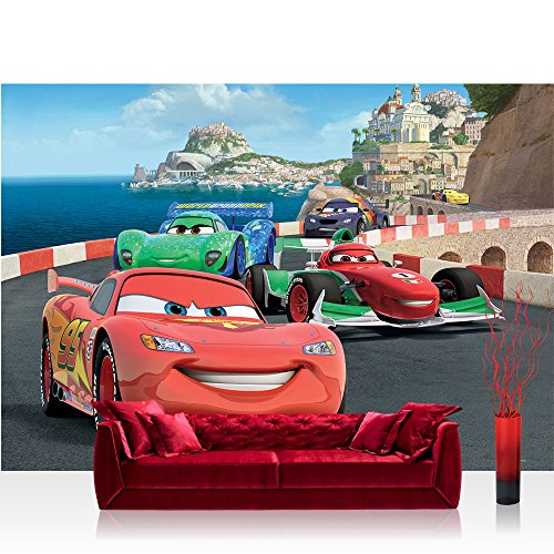 Vlies Fototapete 416x254cm PREMIUM PLUS Wand Foto Tapete Wand Bild Vliestapete - Disney Tapete Cars Auto Kindertapete Cartoon Jungen bunt - no. 2911