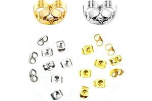 SYEYCW 100 Piezas Tuercas Pendientes, Pendientes de Acero Inoxidable Pendientes Plana Pad, Cierres Tapón de Seguridad Tope Posterior Mariposa Universal, para Accesorios de Fabricación de Pendiente