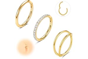 ESHIONER Kolczyk do nosa G23, tytanowy, hipoalergiczny kolczyk do nosa, złoty, septum, helix, kolczyk typu clicker, kolczyk typu clicker, piercing do ucha, 18 g, 10 mm, kolczyk do nosa, biżuteria,