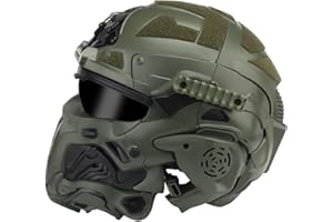 AQ zxdc Taktischer Schutz-Integralhelm, mit Maske, Headset, Brille, Nebellüfter, für Airsoft Paintball