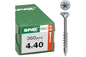 SPAX Universalschrauben 4 x 40mm, 360 Stück - Holzschrauben, Teilgewinde, Senkkopf, T-STAR plus T20, 4CUT Spitze, WIROX Beschichtung - 8000000276767