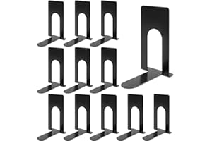 Vikcvcsc 12 fermi libri in metallo nero con antiscivolo per scuola, casa e ufficio, 12 pezzi