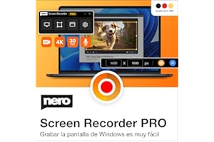 Nero Screen Recorder PRO 365 | Grabación de pantalla en PC | 4K | Grabar vídeo, audio, webcam | Crear tutoriales, Gameplays | Licencia anual | 1 PC | Windows 11 / 10