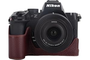 Rieibi Handgefertigte Halbtasche aus echtem Leder für Nikon Z50II spiegellose Digitalkameratasche, Körperschutzhülle für Nikon Z50 II Hülle