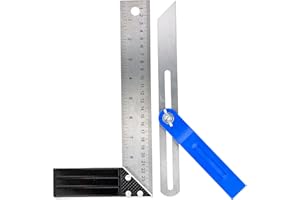 AOMHREK Set de Escuadra Metálica Multifuncional 10"/250mm, Falsa Escuadra y Transportador de Ángulos, Herramientas para Carpintería y Medición de Ángulos