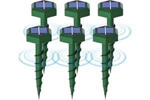 HONCOUMICO Maulwurfschreck Ultraschall 6 Stück, Maulwurf Vertreiber Solar für Draußen, Wühlmausschreck Wasserdicht und Widerstandsfähig, Maulwurf und Wühlmaus Vertreiber für Garten und Obstgarten - Sechseckig