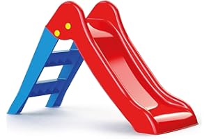 ‎DOLU Dolu - Meine erste mittelgroße Gartens rutsche für Kinder - Blaue Leiter und rote Rutsche, klappbar für den Innen- oder Außenbereich (H70cm x L111 x B104 cm)