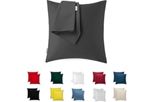 ‎FLOWEN Kissenbezug 35x35 Baumwolle Premium Satin 2er Set Kissenhülle Deko für Kissen Sofa/Bett Stoff Superweicher Resistent Hypoallergen Anti-Milben Kopfkissenbezug mit Verdecktem Zip Voll Waschbar