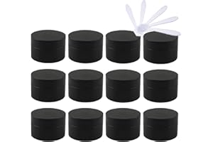 TIANZD 12 Pezzo 50 ml Barattoli in Plastica Nero Opaco Contenitori Barattolo Vuoto Barattoli Piccoli con Coperchio Barattoli Cosmetico Contenitore per Prodotti di Cosmetica, 6x Spatole