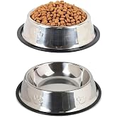 Orret Home Paslanmaz &Ccedil;elik Kedi,K&ouml;pek Mama Ve Su Kabı,Kaymaz Tabanlı (22 Cm)