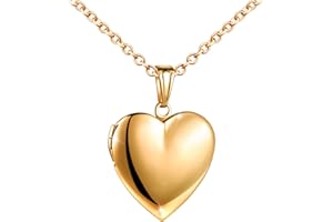 MicVivien Acciaio Inossidabile Collana con ciondolo portafoto medaglione cuore con modello Doppio Cuore/Love, Personalizzata Collane Gioielli per Mamma Donne Ragazze, 50cm Catena