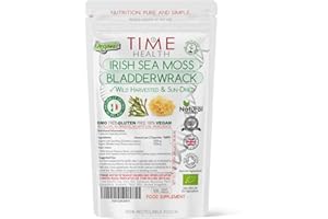 TIME HEALTH Organic Irish Sea Moss & Bladderwrack - 120 Capsules - Wild Harvested & Sun-Dried - Grown in Ireland - Pristine Atlantic Waters - 92 Essential Nutrients - Dr. Sebi - UK Made - GMP - No Additives