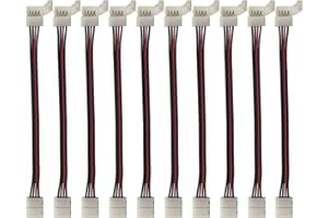 HUABLUE 10 stück/pack 4 pin RGB 10mm LED-Anschluss-Streifen zu Streifen Jumper für 5050 RGB LED Streifen Solderless，rgb schnellverbinder，rgb verbinder，rgb ecke