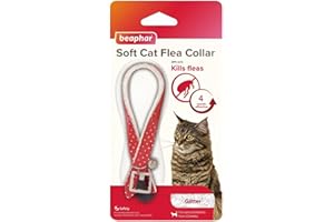PET BAZAAR Beaphar Cat Flea Collars - Glitter - 2 Pack |Red Colour - Colours May Vary Red/Black/Silver | Kitten Flea Collars 8 Month Flea Protection |Adjustable & Safe Cat Flea Collar Solution