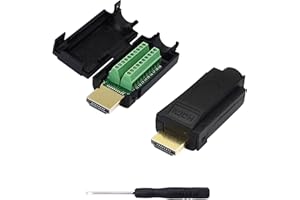 SinLoon - 2 adaptadores HDMI sin soldadura, chapados en oro, conectores de extensión HDMI para terminales, conectores de soldadura con destornillador de cubierta de plástico (2 unidades)