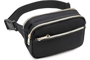 Long Keeper Bumbags dla kobiet - czarne modne nerki nerka nerka dla kobiet festiwal nerka torba z regulowanym paskiem na imprezę, podróż, spacery na świeżym powietrzu, Czarny, 18 * 5.6 * 13cm