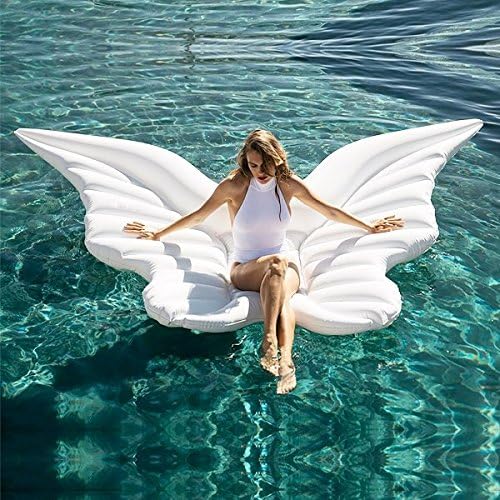 MobileFDL Giant Inflatable Angel's Wing White Pool Float, Rose Gold Flamingo Environmental Protection Material Suitable for Adults and Children Play in the Pool 250X180CM