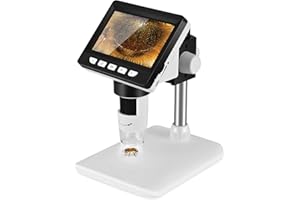 Krovtoy Microscope Numérique Portable HD 1080P - LCD 4.3" - Zoom 50-1000x - 8 Lumières LED Ajustables - Pour Enfants et Professionnels - Compatible PC Windows MacOS
