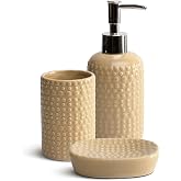 THE SECRET HOME ─ 3 Piece Bathroom Set ─ Modern Design Toilet Accessories Set─ Bathroom Set with Soap Dispenser, Tumbler and