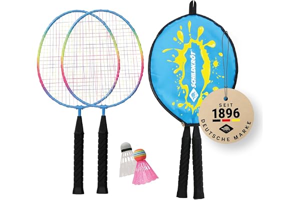 Schildkröt Set de Badminton Junior, pour Enfants, 2 Raquettes Raccourcies 45,5 cm, 2 Volants, Housse 3/4, 970907