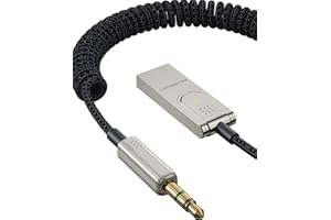 SOOMFON Samochodowy adapter Bluetooth Aux, odbiornik 5.1 Bluetooth z mikrofonem, bezprzewodowy samochodowy adapter Bluetooth Aux do muzyki i zestawu głośnomówiącego, samochodowy adapter Bloodoth do domowego zestawu stereo, słuchawek, głośników itp.