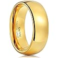 King Will GLORY Men's 4mm 6mm 8mm Gold RoseGold Plated High Polished Comfort Fit Domed Tungsten Carbide Ring Wedding Band