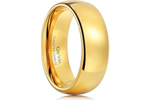 King Will GLORY Men's 4mm 6mm 8mm Gold RoseGold Plated High Polished Comfort Fit Domed Tungsten Carbide Ring Wedding Band