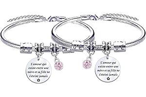 JRZDFXS 2Pcs Cadeau Maman Bracelet Maman Fille Cadeau Maman Fille Cadeau Anniversaire Maman Fille Cadeau Maman Fille Original Cadeau Fete des Meres,Bracelet Femme Cadeau Maman Fille Cadeau Maman