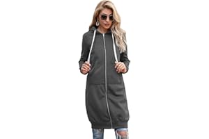 SotRong Fleece Jacket Women Zip Up Hoodies Coat Long Sleeve Warm Outerwear Casual Loose Sweatshirts Long Plus Size Jacket With Pockets Hooded Winter Coats