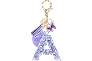 JSRQT Alphabet Initial Letter Keychain Purple