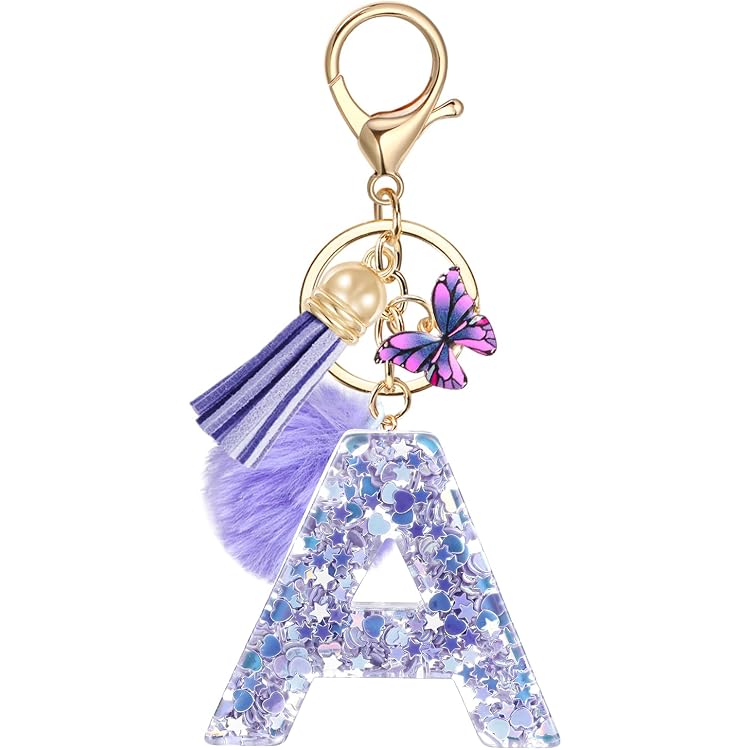 PYNASA Vertical Bar Initial Keychain - Alphabet Letter Charm For Women & Men, Stainless Steel, Gift For Car, Backpack, Bag