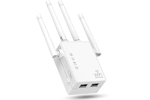 AILKIN 4-Antenna WiFi Extender Signal Booster, WiFi Extender con 1200Mbps Dual - Band 2.4G&5G, WIFI Booster con 3 modalità e 2 porte Ethernet, Wi-Fi Repeater con 12880 Sq.ft Copertura 105 Dispositivi
