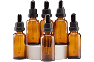 YIZHAO Flacon Compte Gouttes 30ml, Ambré Flacon Huile Essentielle Vide avec Pipette Verre, pour Huile Essentielle, Aromathérapie, Laboratoire, Massage, Cosmétique, Voyage - 6 Pcs