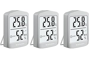 3 Piezas Termómetro Higrómetro, hoyiours Digital Termohigrómetro de Interior Medidor de temperatura y Humedad para Medir Ambiente del Hogar, Gris