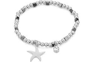 Ouran Bracciale elastico con perline da donna in acciaio inox con cristallo per ragazze, regalo per amici