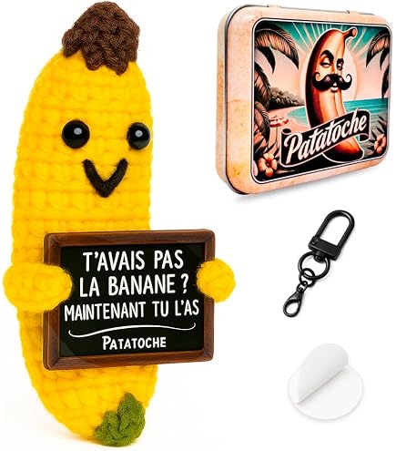 Patate Positive© - Peluche Motivation Humoristique Cadeau Original - Boule De Laine Encouragement