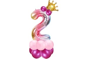 BLUELVES Foil Palloncini Numeri 2 Rosa, Palloncini Compleanno 2 Anno, Palloncino Numero 2, Palloncini Secondo Compleanno Bambina, Feste Decorazione di Compleanno Palloncino