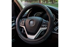 HONCENMAX Véhicule Couvre Volant Voiture Protecteur de Volant Universel Diamètre 38cm (15") Cuir Véritable