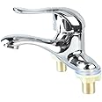 Yusat Bathroom Sink Faucet Zinc Alloy 2 Hole Single Handle Hot and Cold Water Mixer Tap for Home Hotel