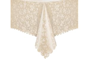 Romanstile Tovaglia antimacchia rettangolare 240x140 cm plastificata per 8-10 posti Elegante con motivo floreale PVC Tovaglie cerata Impermeabile per esterno natalizia capodanno feste compleanno,Beige