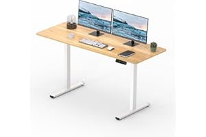 SANODESK Escritorio Elevable Eléctrico 120 x 60 cm con Tablero Entero, Bloqueo Infantil Integrado, Configuración de Altura con Memoria, Mesa de Trabajo Ergonómica para Oficina o Casa (Arce)