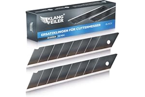 Klangfeiler® 25 lame per cutter - 18mm - nera - lame taglierino - lame di ricambio per cutter