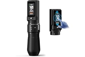 EZ TATTOO EZ P3 Pro Touch Macchina Tatuaggi, Grande Schermo Tattile Macchinetta per Tatuaggi con 6 Corse Regolabili 2,0-4,2 mm, 2 Display digitale OLED Alimentazione da 2.000mAh Batteria Supplementare