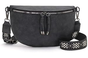 YISUOHOOM Riñonera Mujer Elegante Bolso Bandolera Cruzado Pequeño de PU Cuero Negro - Regalos Para Mujer