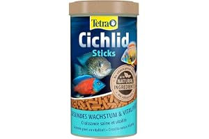 Tetra Cichlid Sticks – fiskfoder för alla cilider och andra stora prydnadsfiskar, flytande foderpinnar, 500 ml burk