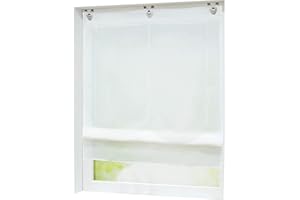 Joyswahl Roleta rzymska gładka poliester z haczykiem bez wiercenia przezroczysta sypialnia, kuchnia, łazienka, biała, szer. x wys. 100 * 150cm