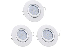 Lumare Faretti LED da incasso IP44 dimmerabili 4W 400lm Ø68mm sostituibili, bianco caldo rotondo, extra superficiale, confezione da 3